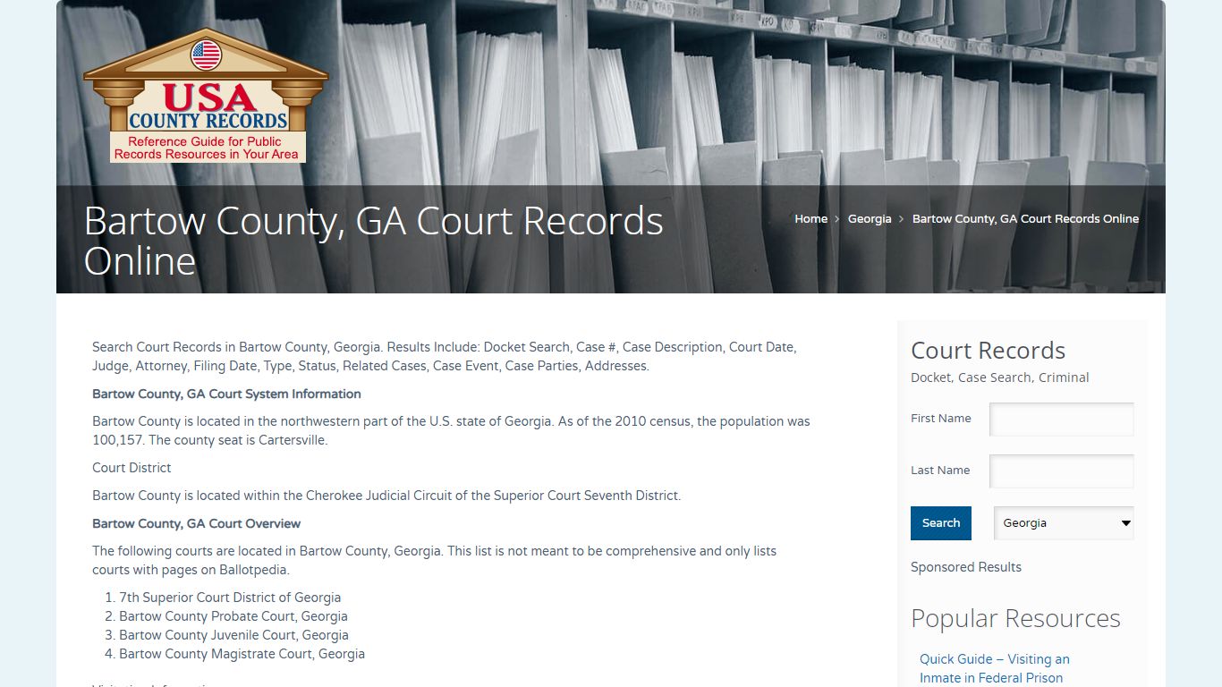 Bartow County, GA Court Records Online | Name Search